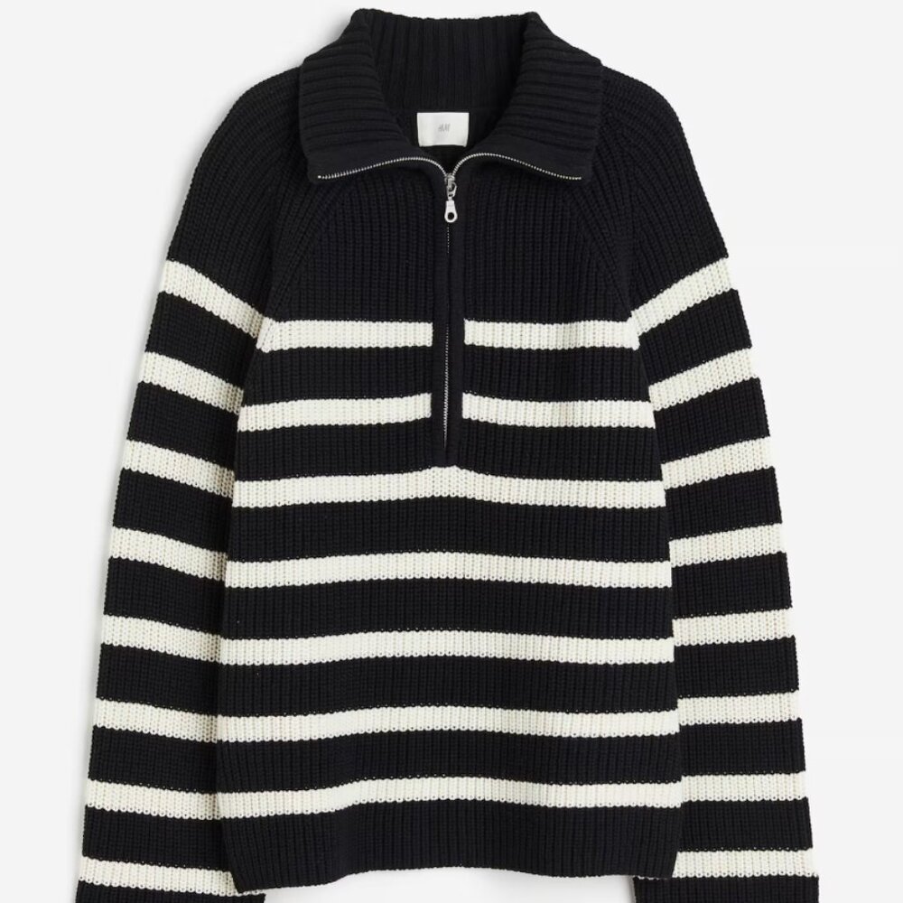 H&M Rib-knit Half-zip Sweater - Size Small